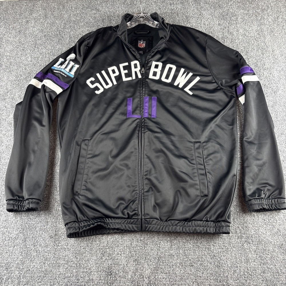 G-III Sports Men's XL Super Bowl LII Track Jacket Full Zip Black Purple NFL